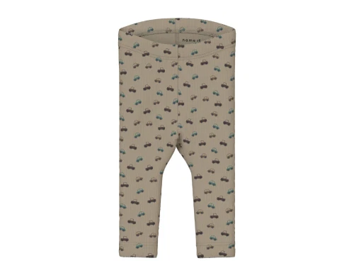 Lysebrune leggings med print af biler fra Name It 13240586  weathered teak